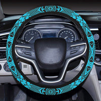 Polynesian Kakau Turtle Blue Hawaii Steering Wheel Cover with Elastic Edge - Polynesian Pride