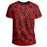 Polynesian Kakau Turtle Red T Shirt - Polynesian Pride