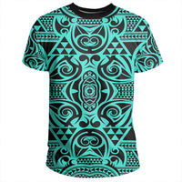 Polynesian Kakau Turtle Turquoise T Shirt - Polynesian Pride