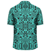 Polynesian Kakau Turtle Turquoise Hawaiian Shirt - Polynesian Pride