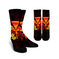 Polynesian Kanaka Maoli Flower Crew Socks AH Crew Socks White - Polynesian Pride