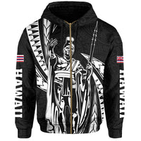 Polynesian King Hawaiian Style Tribal Tattoo Gray Hoodie (Zip up) Mega Style - Polynesian Pride