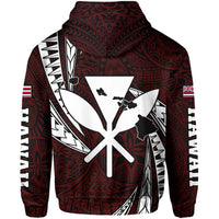 Polynesian King Hawaiian Style Tribal Tattoo Red Hoodie (Zip up) Mega Style - Polynesian Pride