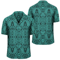 Polynesian Lauhala Mix Turquoise Hawaiian Shirt Unisex Black - Polynesian Pride