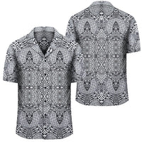 Polynesian Lauhala Mix White Hawaiian Shirt Unisex Black - Polynesian Pride