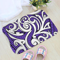 Polynesian Maori Ethnic Ornament Violet Hawaii Door Mat Door Mat Black - Polynesian Pride