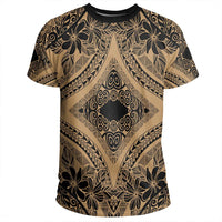 Polynesian Plumeria Mix Gold Black T Shirt - Polynesian Pride
