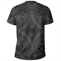 Polynesian Plumeria Mix Gray Black T Shirt - Polynesian Pride
