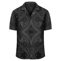 Polynesian Plumeria Mix Gray Black Hawaiian Shirt - Polynesian Pride