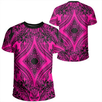 Polynesian Plumeria Mix Pink Black T Shirt Unisex Polyester - Polynesian Pride
