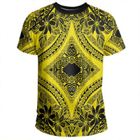 Polynesian Plumeria Mix Yellow Black T Shirt - Polynesian Pride