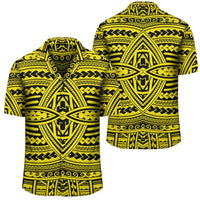 Polynesian Seamless Yellow Hawaiian Shirt Unisex Black - Polynesian Pride