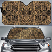 Polynesian Symmetry Car Sun Shade Auto Sun Shade Universal Fit Gold - Polynesian Pride