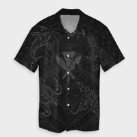Polynesian Turtle Hammerhead Shark Ray Kanaka Hawaii Hawaiian Shirt Circle Grey - AH Unisex Black - Polynesian Pride