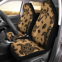 Polynesian Turtle Palm And Sea Pebbles Gold Car Seat Cover - Polynesian Pride