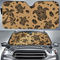 Polynesian Turtle Palm And Sea Pebbles Car Sun Shade Auto Sun Shade Universal Fit Gold - Polynesian Pride