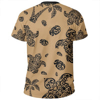 Polynesian Turtle Palm And Sea Pebbles Gold T Shirt - Polynesian Pride