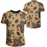 Polynesian Turtle Palm And Sea Pebbles Gold T Shirt Unisex Polyester - Polynesian Pride