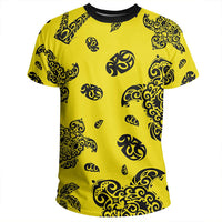 Polynesian Turtle Palm And Sea Pebbles Yellow T Shirt - Polynesian Pride