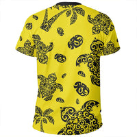 Polynesian Turtle Palm And Sea Pebbles Yellow T Shirt - Polynesian Pride