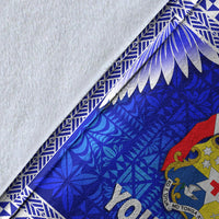 (Custom Personalised) Tonga Coat Of Arms Premium Blanket Simplified Version - Blue LT8 - Polynesian Pride