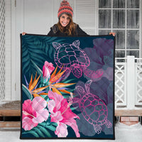 Hawaii Pink Turtles Hibiscus Tropical Premium Quilt - Vint Style - AH - Polynesian Pride
