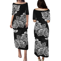 Polynesian Floral Tribal Puletasi Dress - Black LT9 - Polynesian Pride
