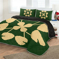 Hawaiian Royal Pattern Quilt Bed Set - Green - D3 Style - Polynesian Pride