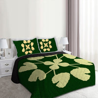 Hawaiian Royal Pattern Quilt Bed Set - Green - D3 Style - Polynesian Pride