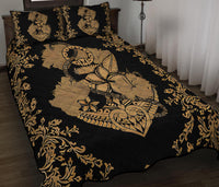 Hawaii Anchor Hibiscus Flower Vintage Quilt Bed Set - AH - Gold RLT14 Gold - Polynesian Pride
