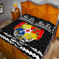 (Custom Personalised) Tonga Ngatu Quilt Bed Set Black Style LT6 - Polynesian Pride