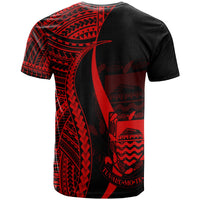 Tuvalu T Shirt Red Polynesian Tentacle Tribal Pattern - Polynesian Pride