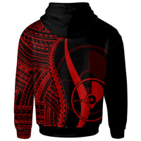 Yap Custom Zip up Hoodie Red Tentacle Tribal Pattern - Polynesian Pride