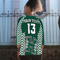 (Custom Text and Number) Hawaii Football Raglan 3/4 Sleeve T Shirt Kakau Warrior Be Stronger LT13 - Polynesian Pride