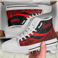 Hawaii High Top Shoes Red - Polynesian Tentacle Tribal Pattern - Polynesian Pride