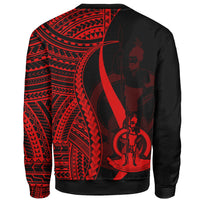 Vanuatu Sweatshirt - Red Polynesian Tentacle Tribal Pattern - Polynesian Pride
