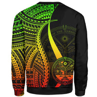 Marshall Islands Custom Personalised Sweatshirt - Reggae Polynesian Tentacle Tribal Pattern Crest - Polynesian Pride