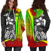 Samoa Polynesian Women's Hoodie Dress Reggae - Turtle With Hook - Polynesian Pride