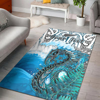 (Custom Personalised) Manaia Maori Area Rug Fern Aotearoa Blue Waves LT13 Blue - Polynesian Pride