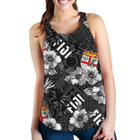 Fiji Hibiscus Women Tank Top Hawaii Style No.3 LT6 Black - Polynesian Pride
