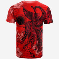 Niue Custom T Shirt Polynesian Phoenix Bird, Fairytales Bird Red - Polynesian Pride
