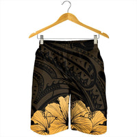 Royal Hibiscus Polynesian Tribal Golden Men's Shorts - AH - Polynesian Pride