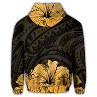 Royal Hibiscus Polynesian Tribal Golden Hoodie - Polynesian Pride