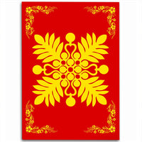 Hawaiian Quilt Maui Plant And Hibiscus Pattern Area Rug - Royal - AH Royal - Polynesian Pride