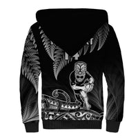 (Custom Text And Number) New Zealand Silver Fern Rugby Sherpa Hoodie All Black Koru Maori LT14 - Polynesian Pride