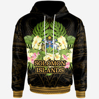 Solomon Islands Hoodie Polynesian Gold Patterns Collection Unisex Black - Polynesian Pride