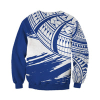 ( Custom Personalised) Cook Islands Sweatshirt Flag Style Blue With Claw Pattern LT13 - Polynesian Pride