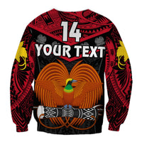 (Custom Text And Number) Papua New Guinea Rugby Sweatshirt PNG Kumuls Bird Of Paradise Black LT14 - Polynesian Pride