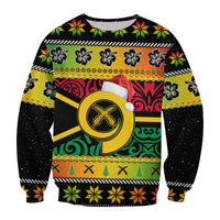 Vanuatu Christmas Sweatshirt Pig Tusk Polynesian Joyeux Noel Flag Art LT14 Unisex Reggae - Polynesian Pride