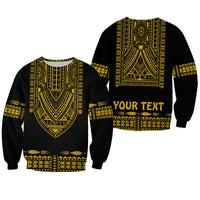 (Custom Personalised) Polynesian Sweatshirt Dashiki With Polynesian Tattoo Royal Golden Version LT14 Unisex Black - Polynesian Pride